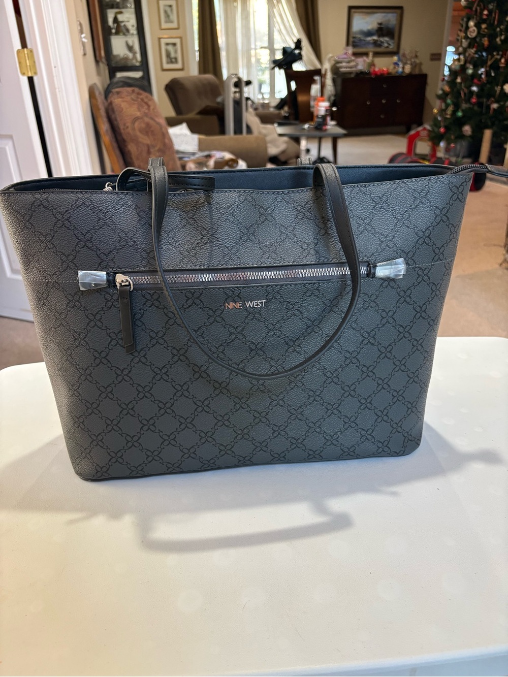 NWT Nine West Gray Monogram Tote
